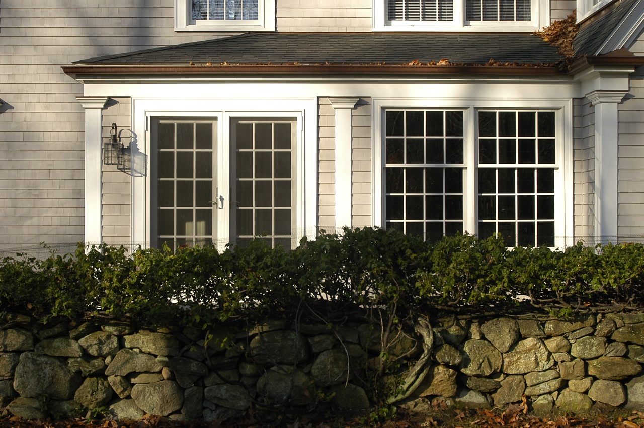 Detail of dining room addition with copper gutters