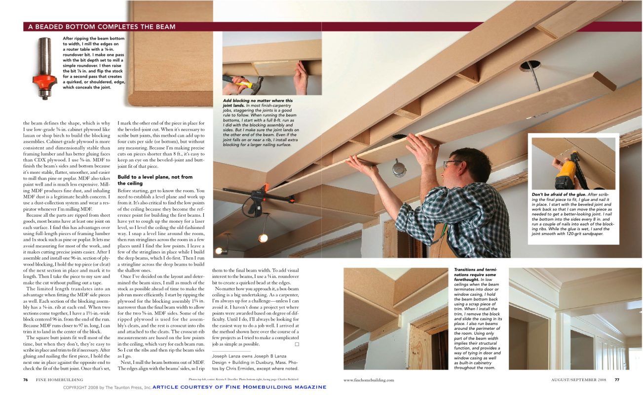 page 5 from how to build box beam ceiling article FineHomebuilding Magazine by architect and builder Joe Lanza
